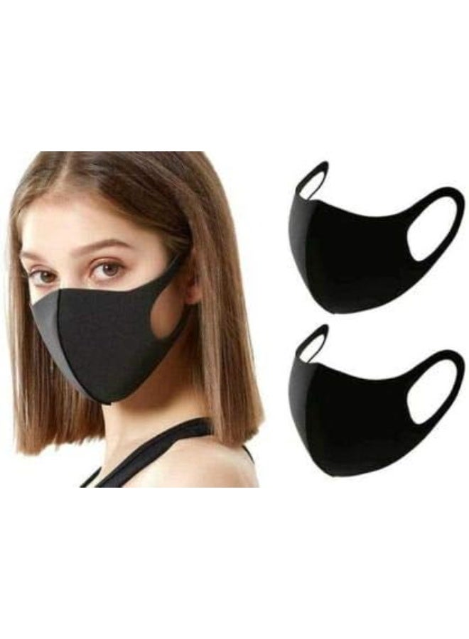[12-Pack] Black Unisex Single-Layer Reusable and Washable Polyester Face Masks | Soft and Comfortable Face Covering with Stretchy Ear Loops | Breathable Sports Mask for Protection Outdoor + Indoor - Image 1